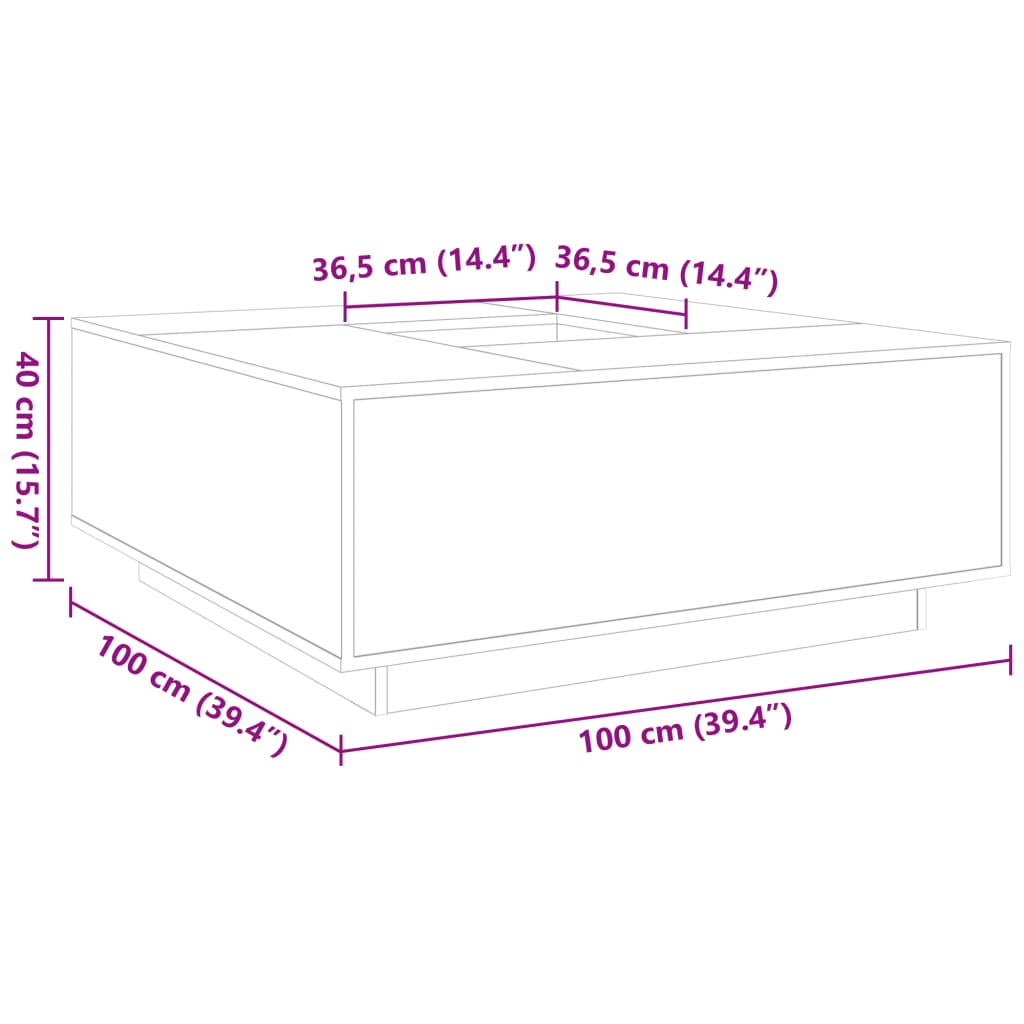 Salontafel Kleurig Bewerkt Hout – 100x100x40 cm | NordexaHome Design - Nordexa Home
