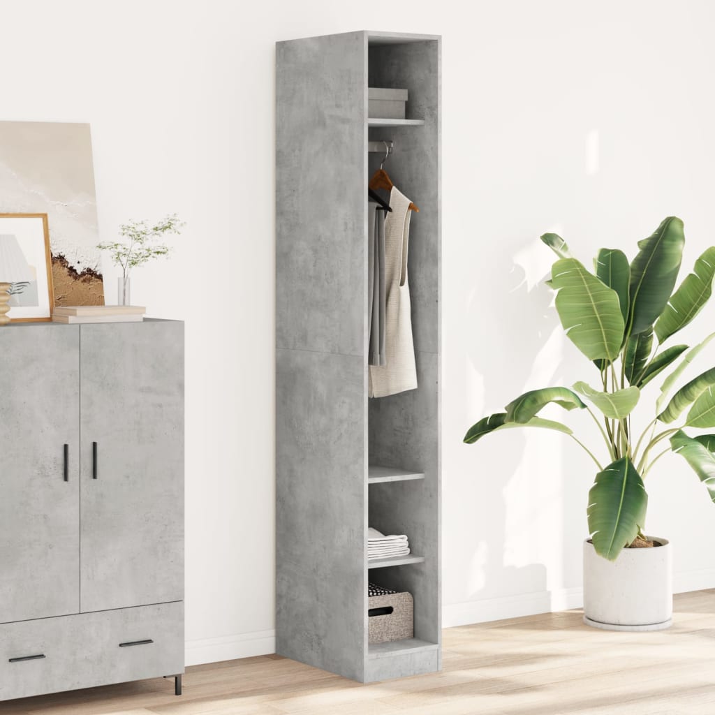 Kledingkast Bewerkt Hout Betongrijs - Nordexa Home