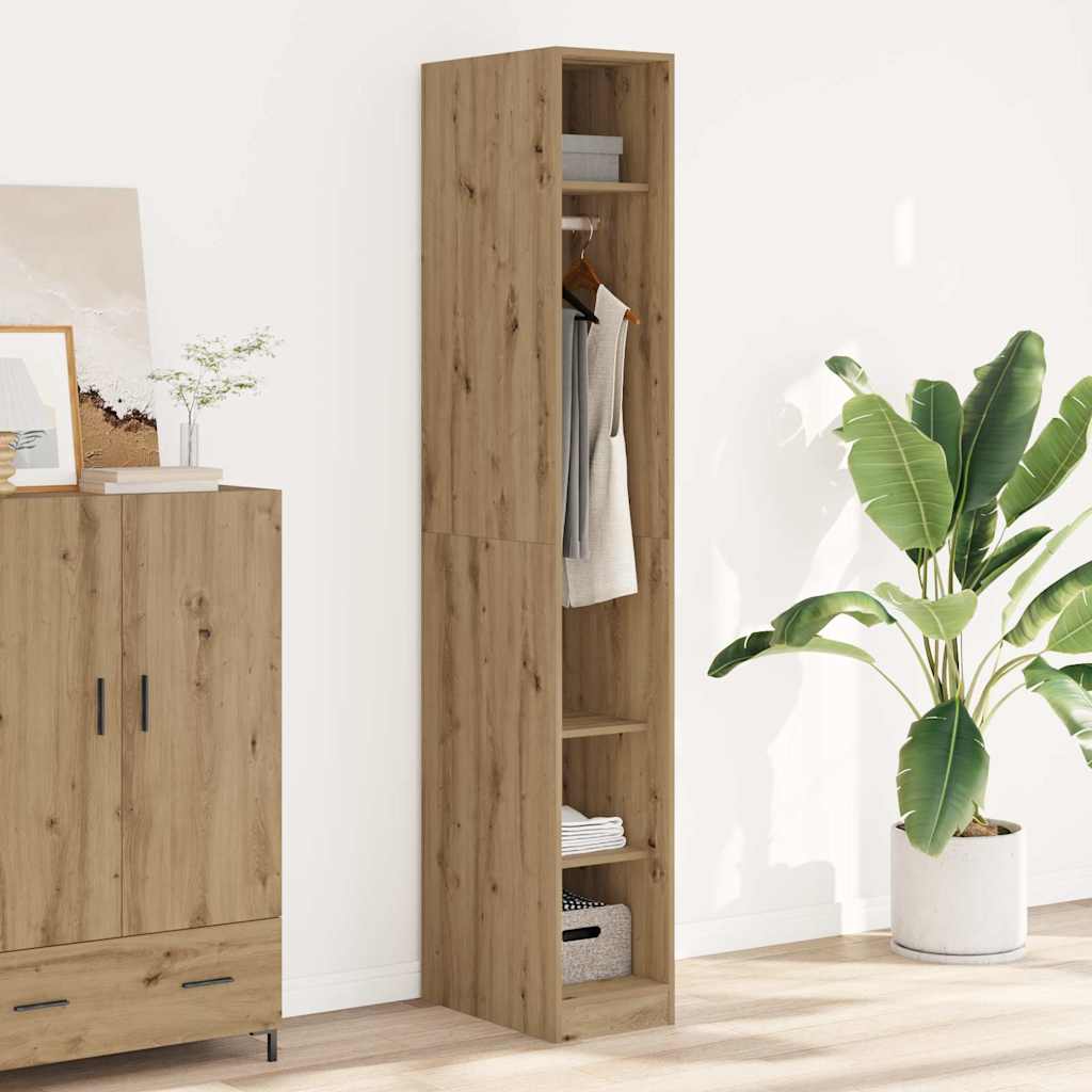Kledingkast Bewerkt Hout Artisanaal Eikenkleur Artisanaal Eikenkleurig - Nordexa Home