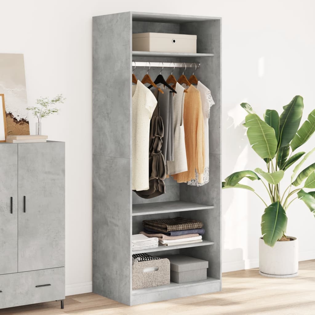 Kledingkast Bewerkt Hout Betongrijs - Nordexa Home