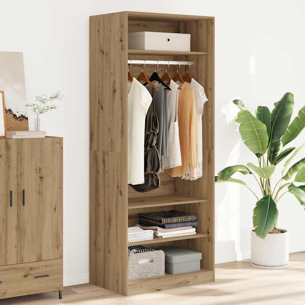 Kledingkast Bewerkt Hout Artisanaal Eikenkleur Artisanaal Eikenkleurig - Nordexa Home