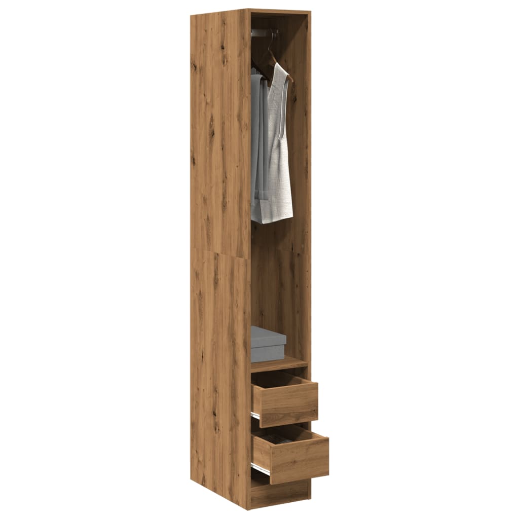 Kledingkast Bewerkt Hout Artisanaal Eikenkleur Artisanaal Eikenkleurig - Nordexa Home