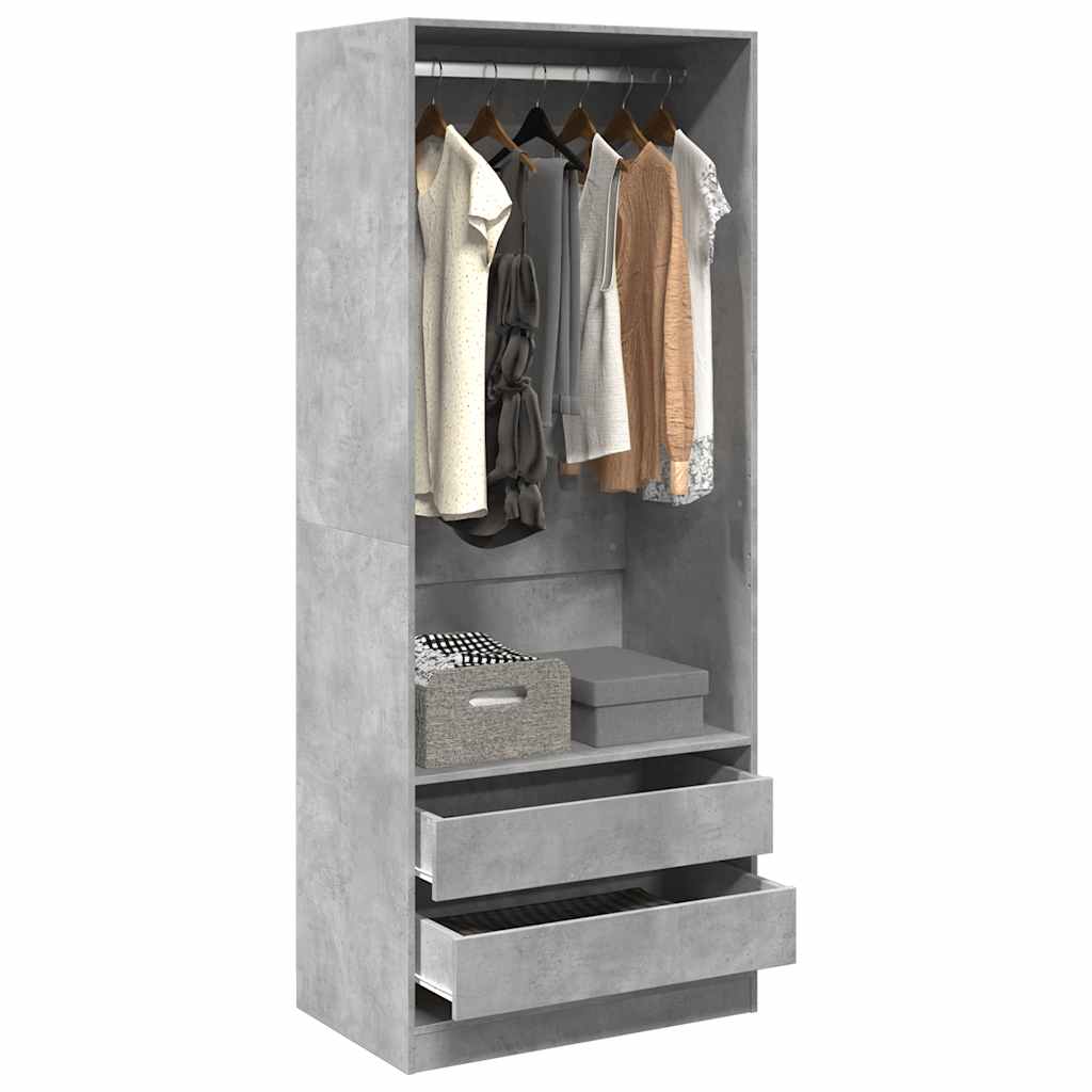 Kledingkast Bewerkt Hout Betongrijs - Nordexa Home