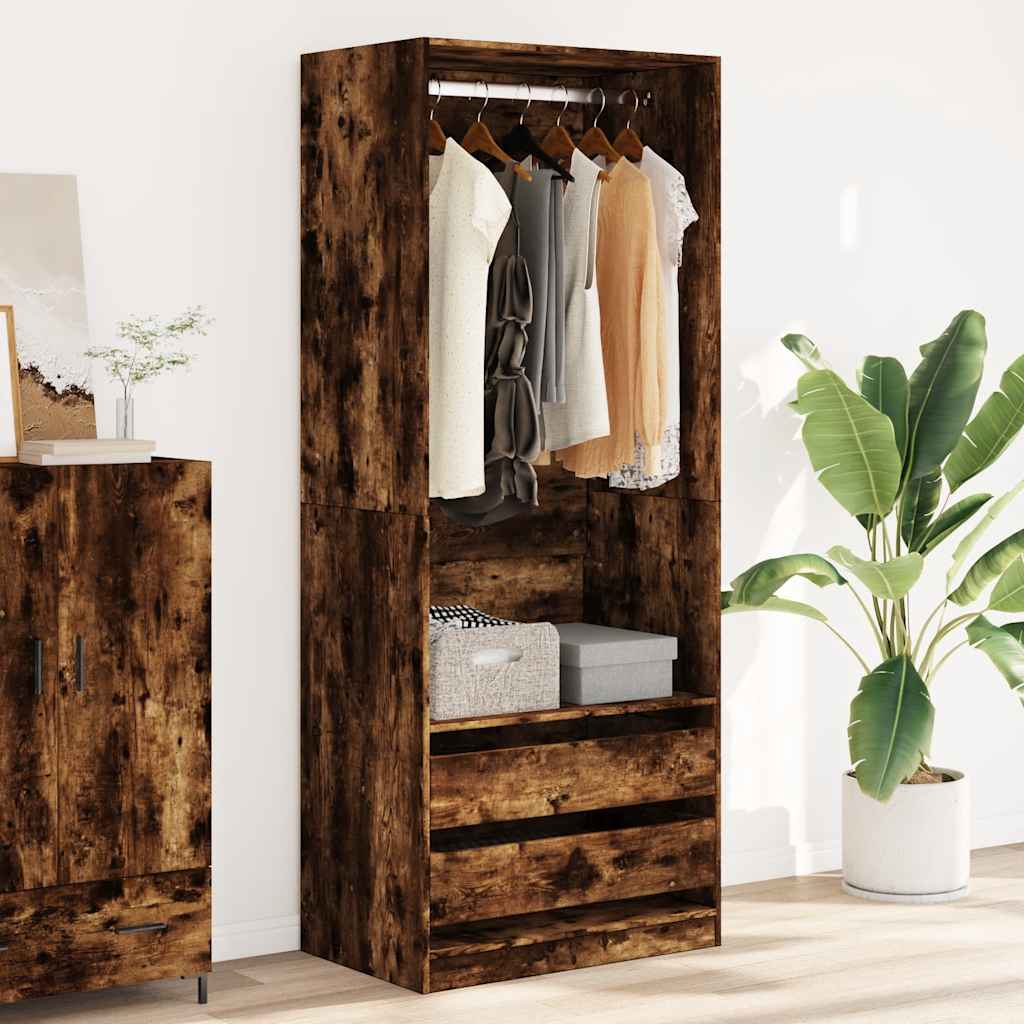 Kledingkast Bewerkt Hout Kleurig Gerookt Eiken - Nordexa Home