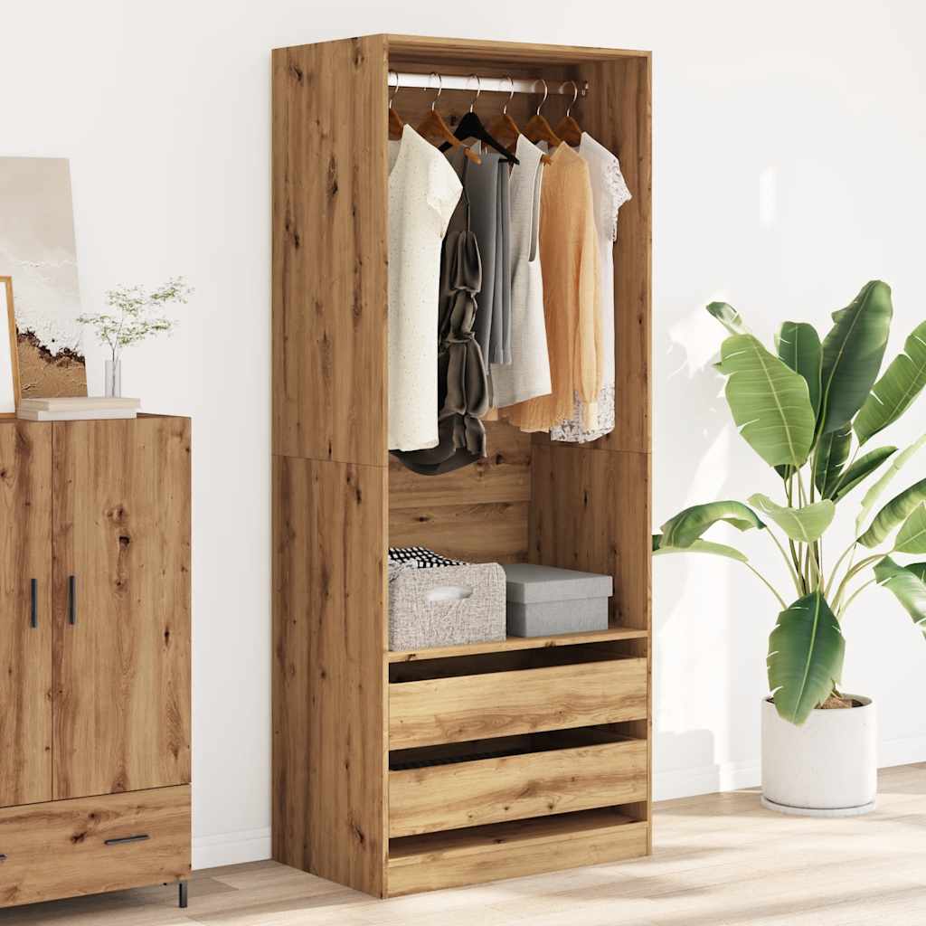 Kledingkast Bewerkt Hout Artisanaal Eikenkleur Artisanaal Eikenkleurig - Nordexa Home