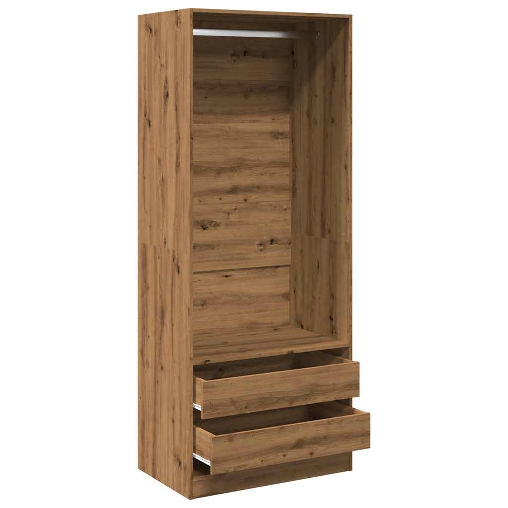 Kledingkast Bewerkt Hout Artisanaal Eikenkleur Artisanaal Eikenkleurig - Nordexa Home