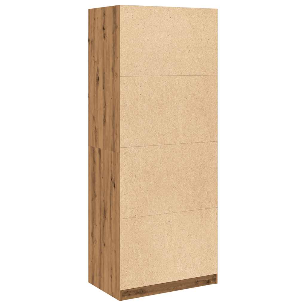Kledingkast Bewerkt Hout Artisanaal Eikenkleur Artisanaal Eikenkleurig - Nordexa Home