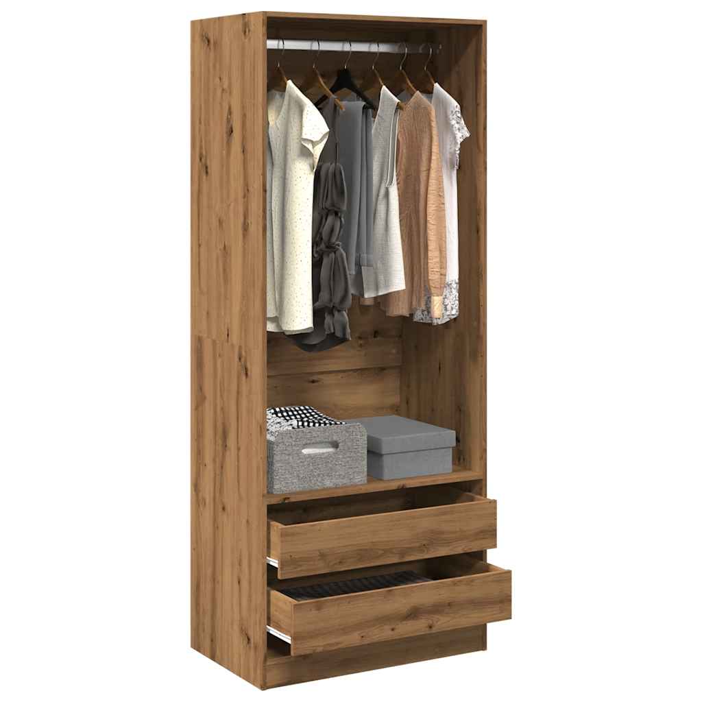 Kledingkast Bewerkt Hout Artisanaal Eikenkleur Artisanaal Eikenkleurig - Nordexa Home