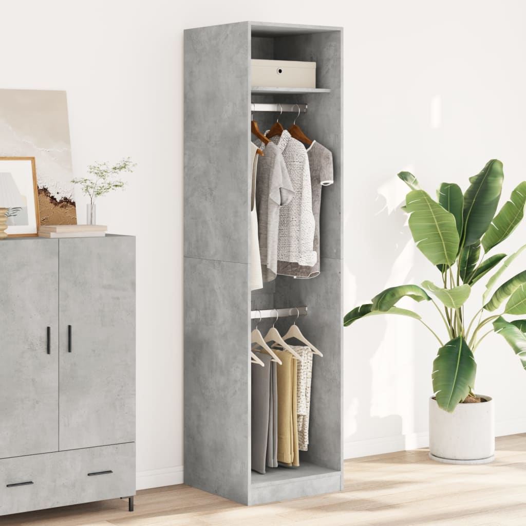 Kledingkast Bewerkt Hout Betongrijs - Nordexa Home