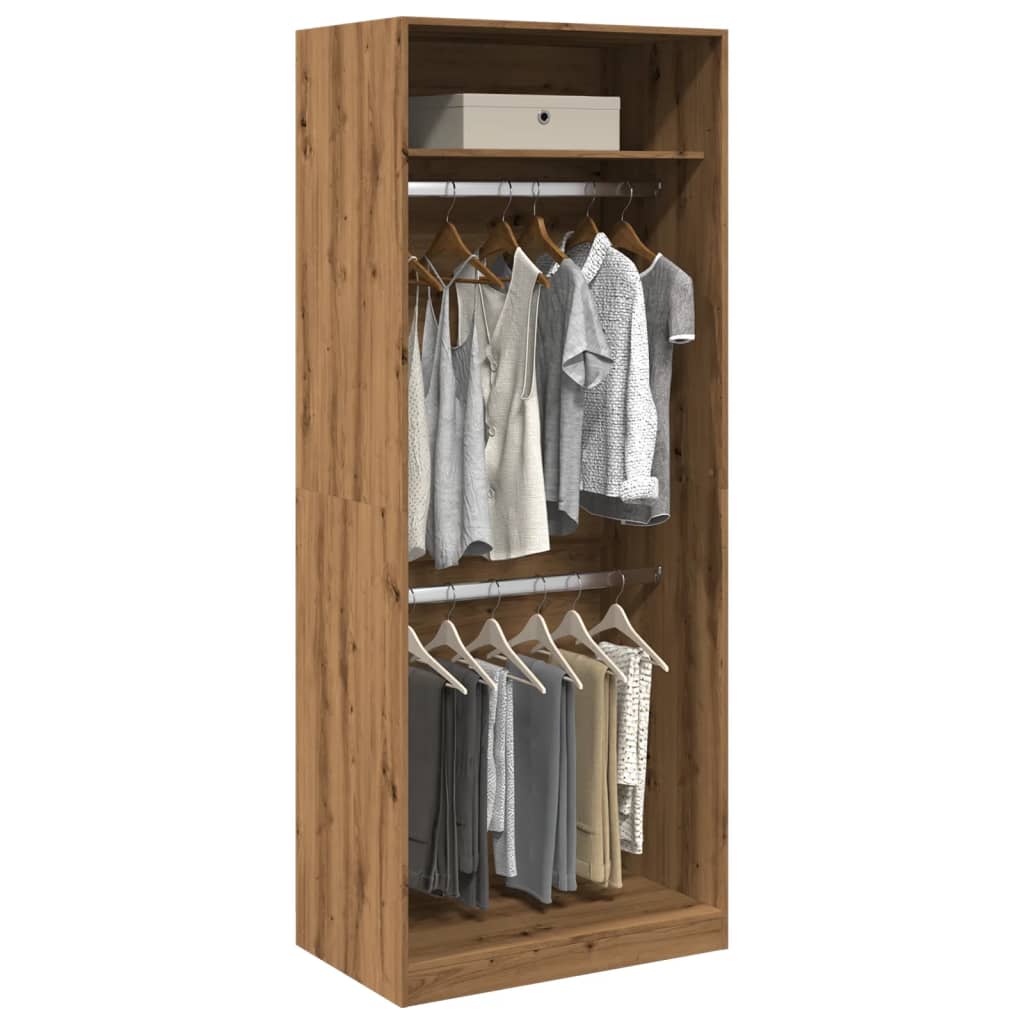 Kledingkast Bewerkt Hout Artisanaal Eikenkleur Artisanaal Eikenkleurig - Nordexa Home