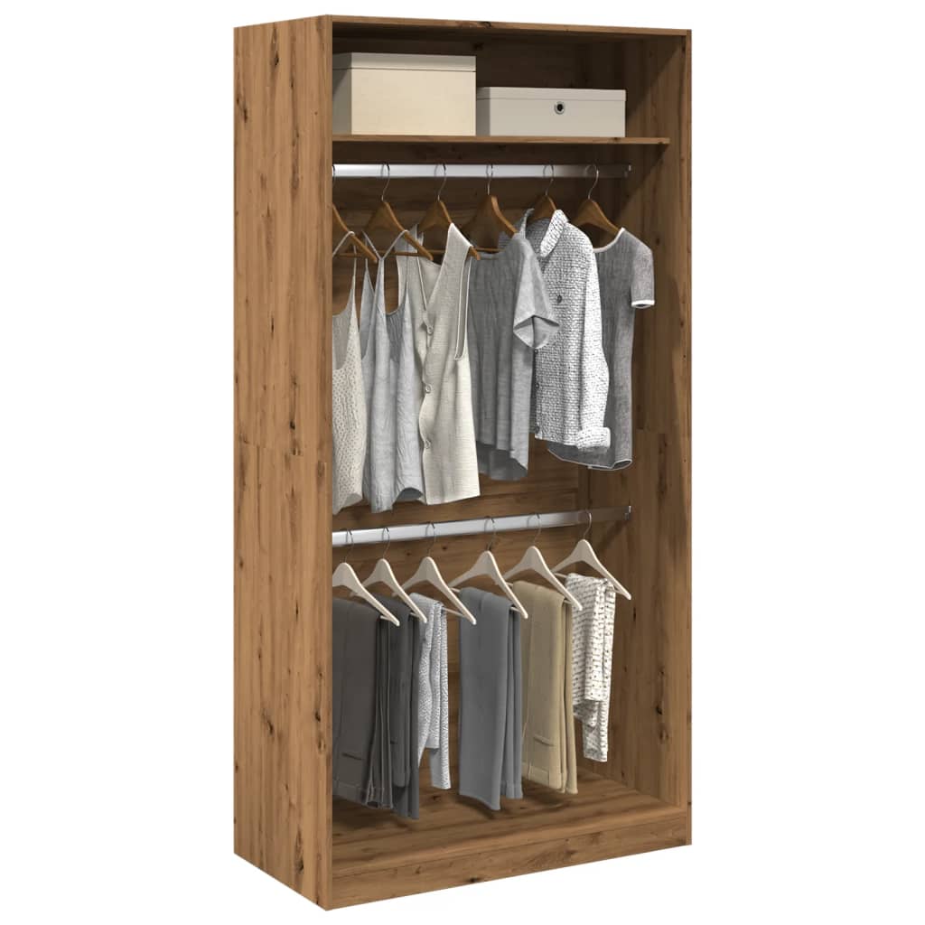 Kledingkast Bewerkt Hout Artisanaal Eikenkleur Artisanaal Eikenkleurig - Nordexa Home