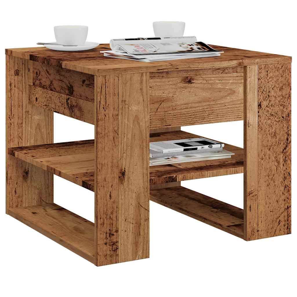 NordexaHome Design Salontafel – Massief Bewerkt Hout in Eikenkleur (55,5×55×45 cm) - Nordexa Home