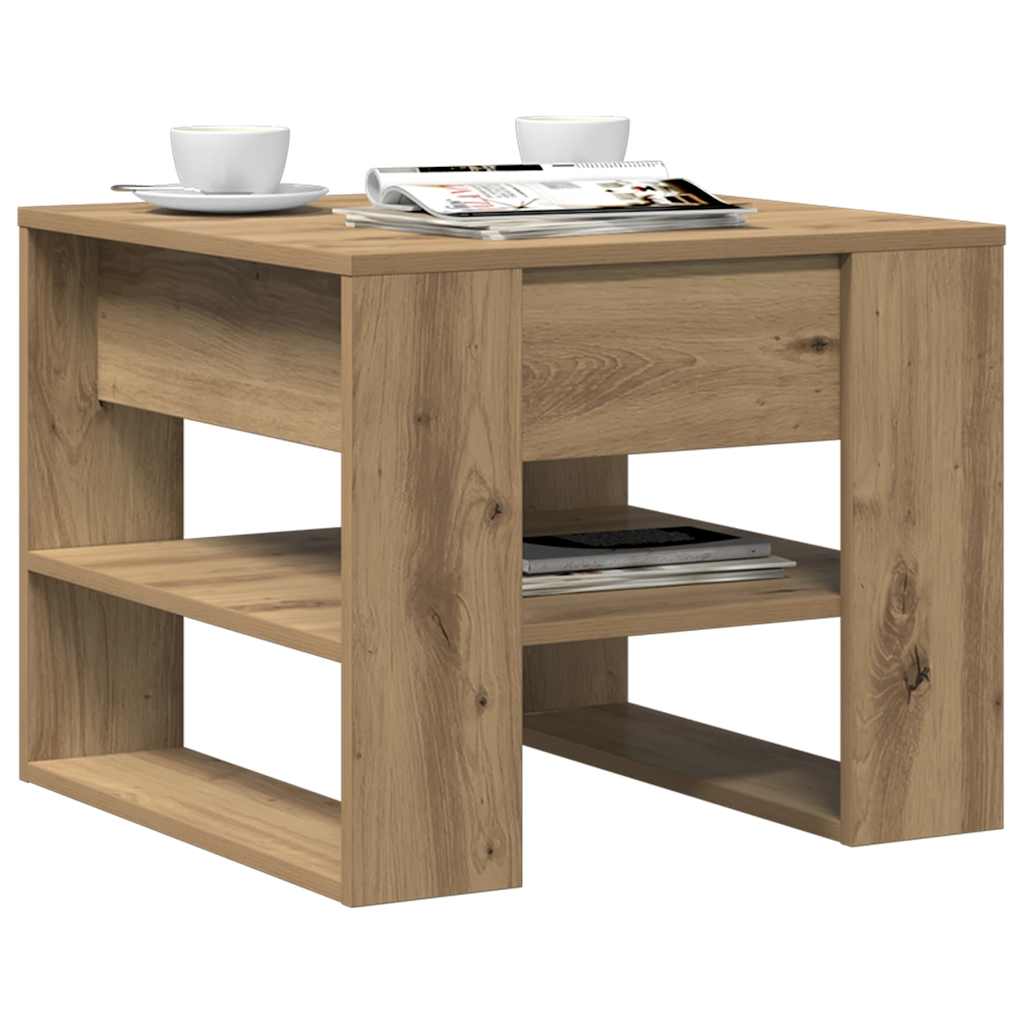 NordexaHome Design Salontafel – Massief Bewerkt Hout in Eikenkleur (55,5×55×45 cm) - Nordexa Home