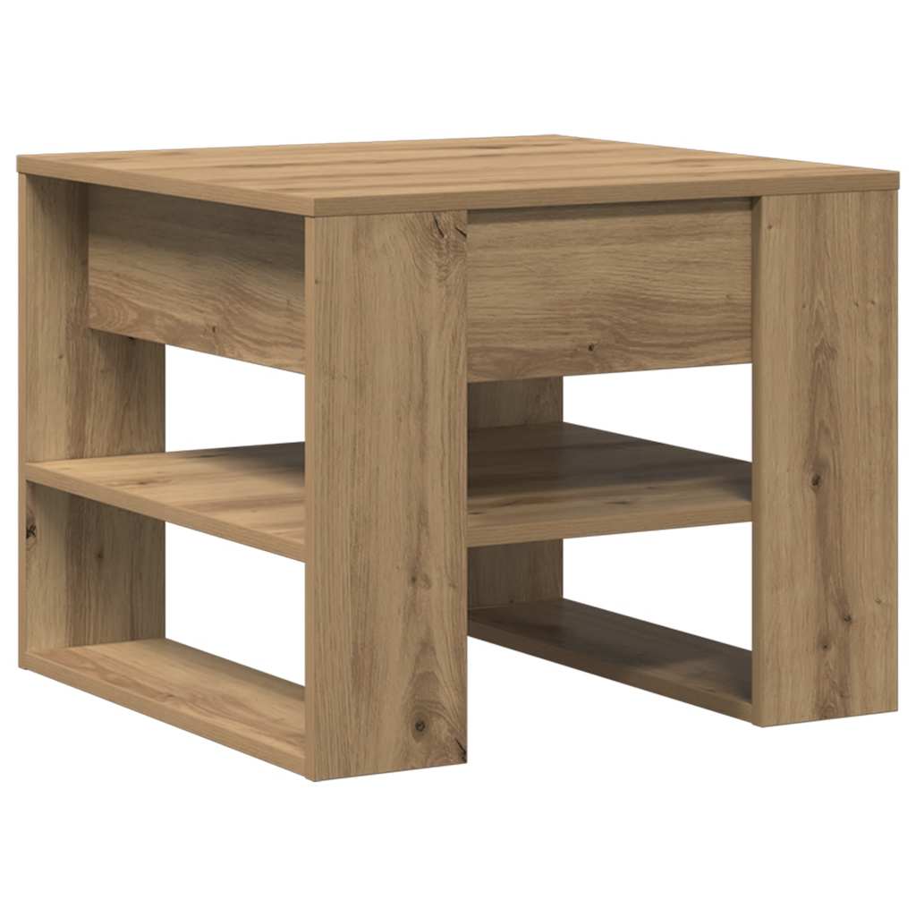 NordexaHome Design Salontafel – Massief Bewerkt Hout in Eikenkleur (55,5×55×45 cm) - Nordexa Home