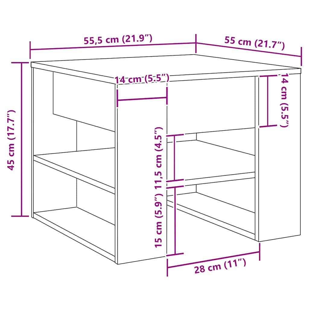 NordexaHome Design Salontafel – Massief Bewerkt Hout in Eikenkleur (55,5×55×45 cm) - Nordexa Home