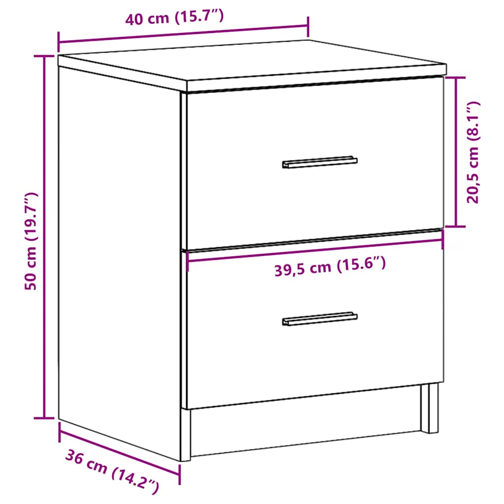 Nachtkastje met 2 Lades 40×36×50 cm | Nordexahome - Nordexa Home