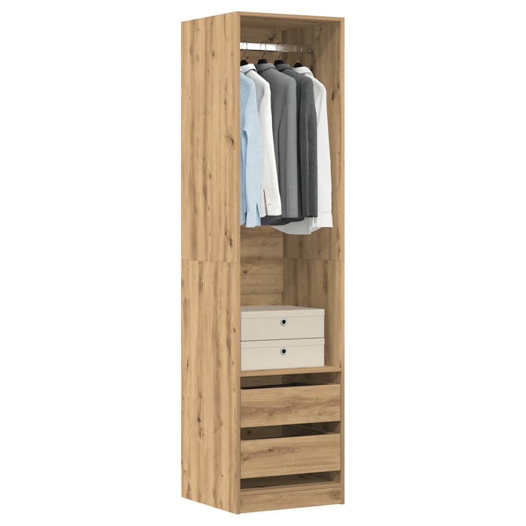 Kledingkast Bewerkt Hout Artisanaal Eikenkleur Artisanaal Eikenkleurig - Nordexa Home
