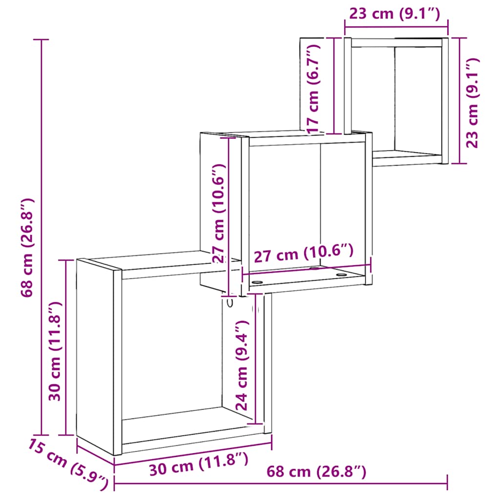 Wandplanken Kubus 68×15×68 cm – Bewerkt Hout | Nordexahome - Nordexa Home