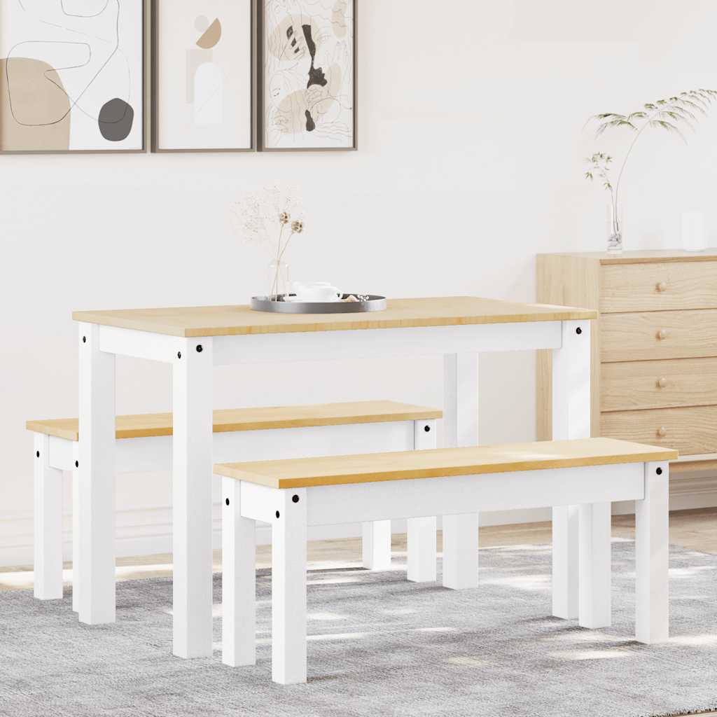 3 - Delige Eethoek Panama Massief Grenenhout Wit | Nordexahome - Nordexa Home