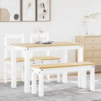 4 - Delige Eetset Panama Massief Grenenhout Wit | Nordexahome - Nordexa Home