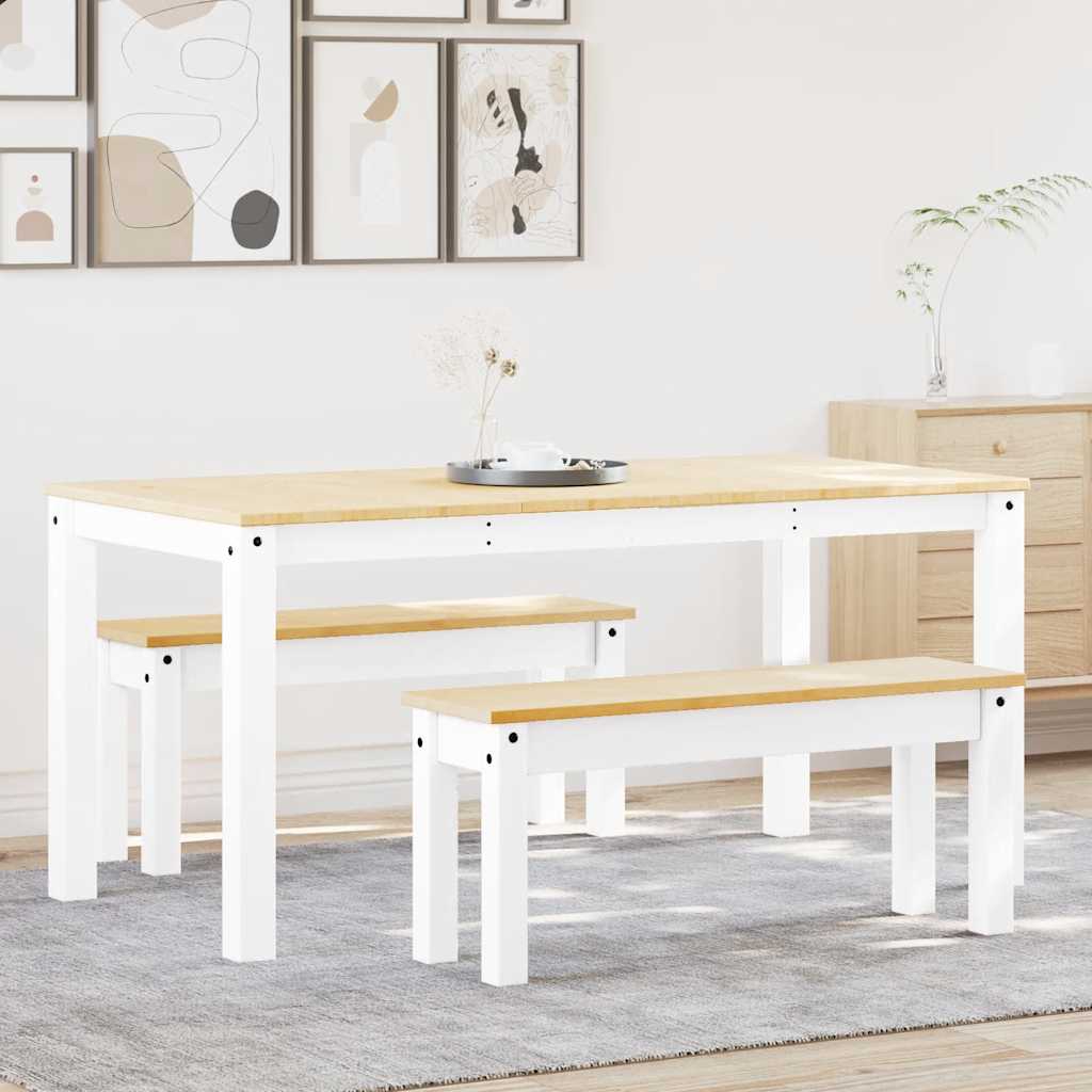3 - Delige Eethoek Panama Massief Grenenhout Wit | Nordexahome - Nordexa Home