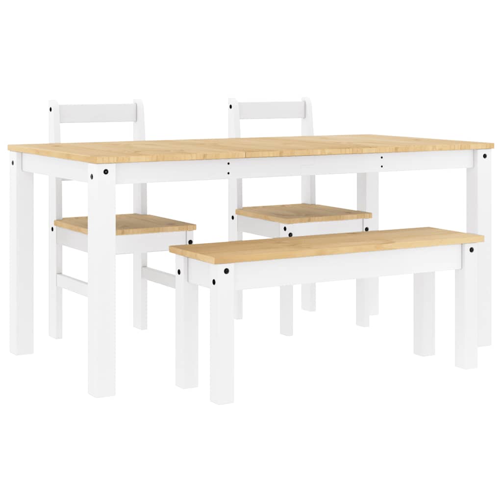 4 - Delige Eetset Panama Massief Grenenhout Wit | Nordexahome - Nordexa Home