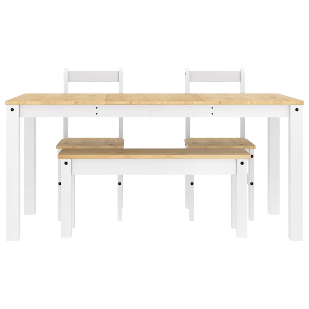 4 - Delige Eetset Panama Massief Grenenhout Wit | Nordexahome - Nordexa Home