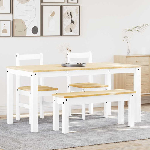 4 - Delige Eetset Panama Massief Grenenhout Wit | Nordexahome - Nordexa Home