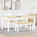 4 - Delige Eetset Panama Massief Grenenhout Wit | Nordexahome - Nordexa Home