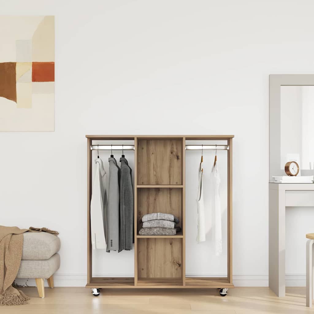 Kledingkast Met Wielen 102X38X110 Cm Bewerkt Hout - Nordexa Home